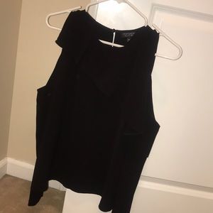 Topshop Black, cold shoulder, long sleeve blouse